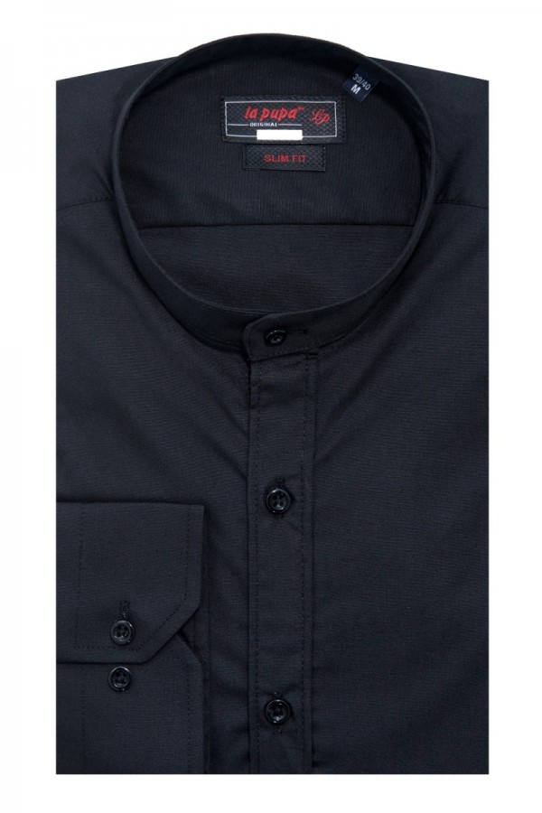 Black Stand-Up Collar Shirt Slim (W21341)