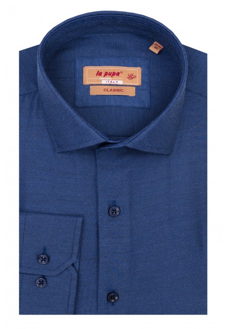 Blue Shirt with Micro-Textured Print (W21410)