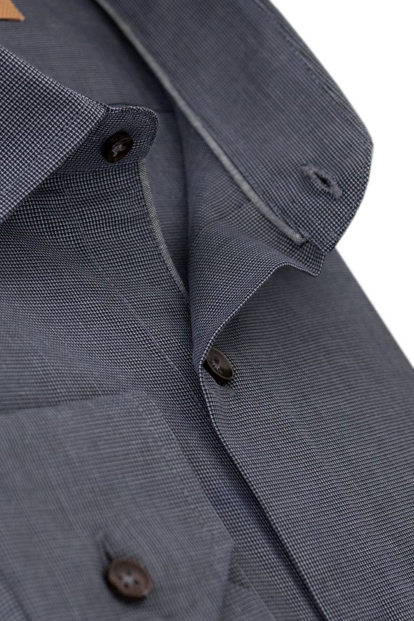 Ανδρικό γκρί πουκάμισο με σχέδιο ύφανσης slim fit    