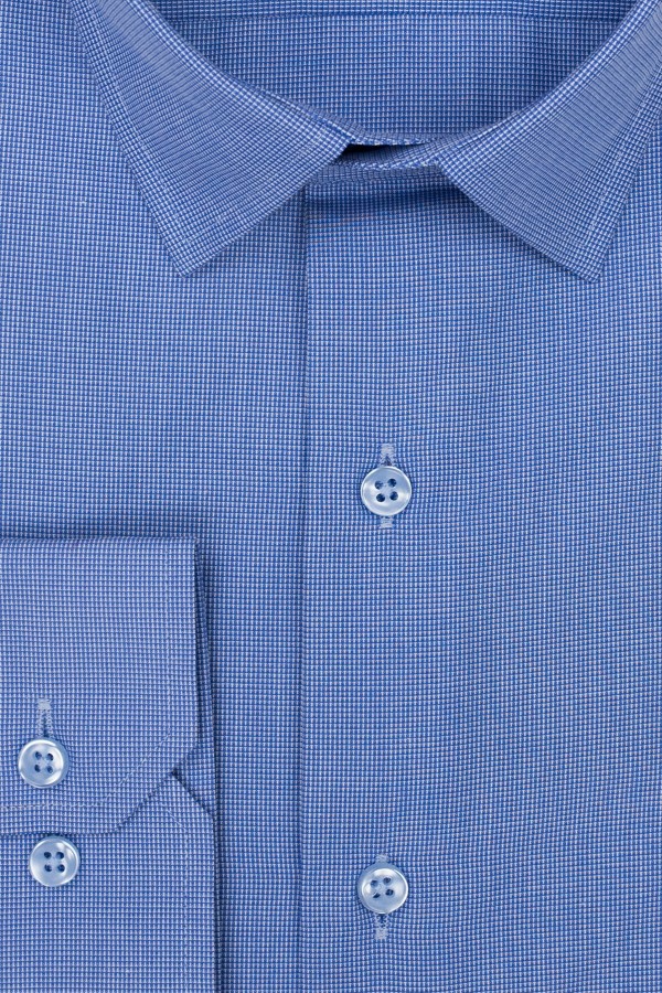 Ανδρικό σιέλ πουκάμισο με σχέδιο ύφανσης slim fit