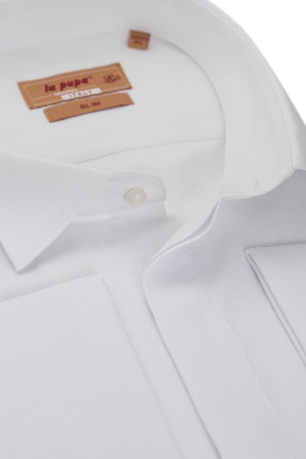 Ανδρικό λευκό γαμπριάτικο πουκάμισο slim fit
