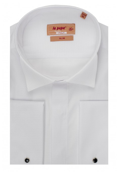 Ανδρικό λευκό γαμπριάτικο πουκάμισο slim fit