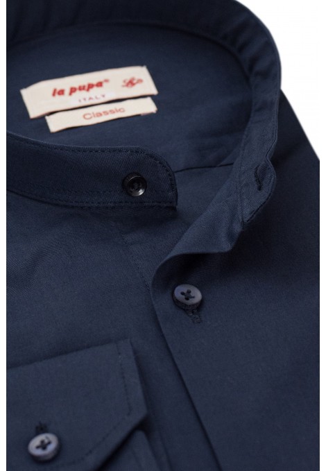 Man's dark blue shirt mao
