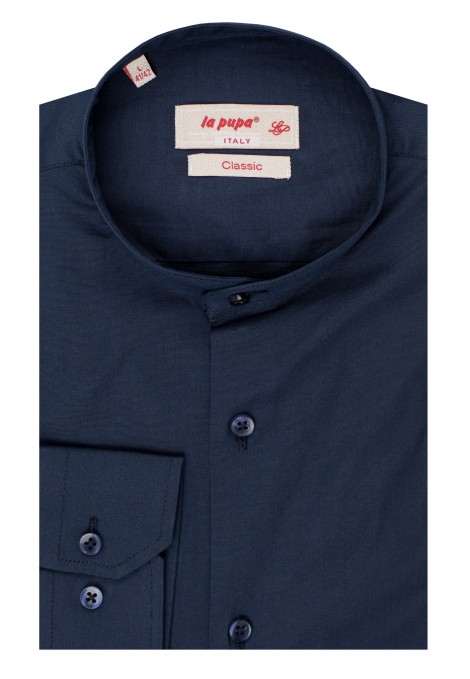 Man's dark blue shirt mao