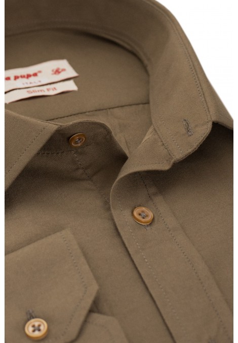 Ανδρικό καφέ πουκάμισο slim fit