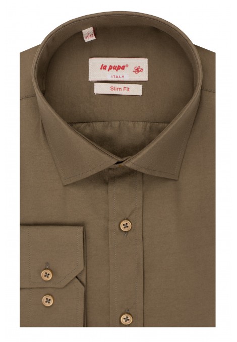 Ανδρικό καφέ πουκάμισο slim fit