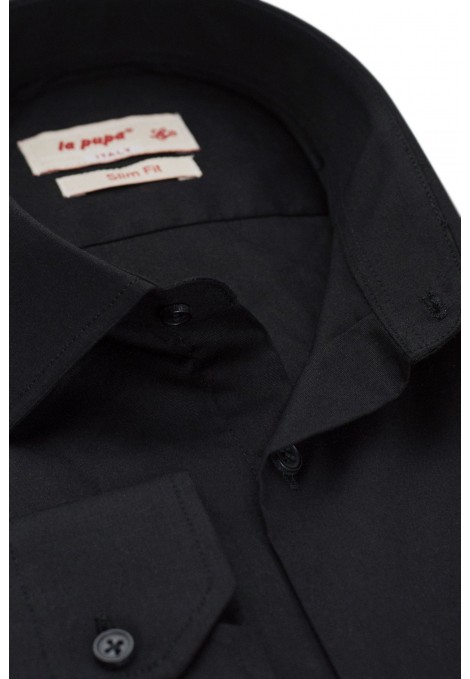 Ανδρικό μαύρο πουκάμισο με σχέδιο ύφανσης slim fit     