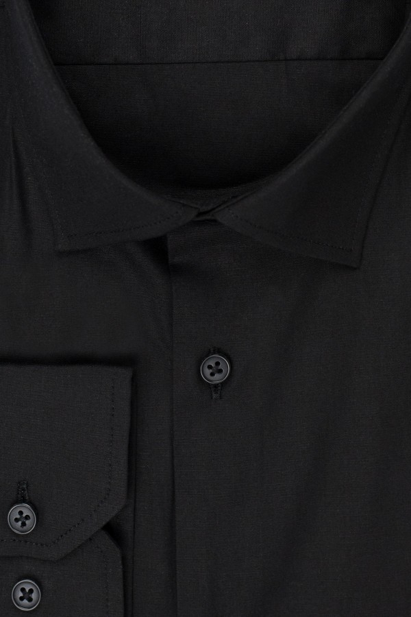 Ανδρικό μαύρο πουκάμισο με σχέδιο ύφανσης slim fit     