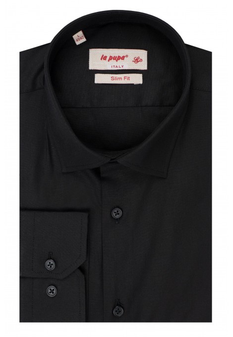 Ανδρικό μαύρο πουκάμισο με σχέδιο ύφανσης slim fit     