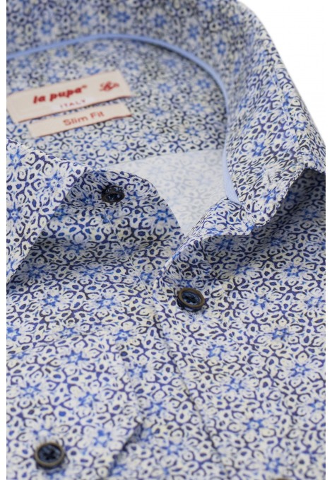 Ανδρικό μπλε πουκάμισο σχεδιαστικό slim fit  