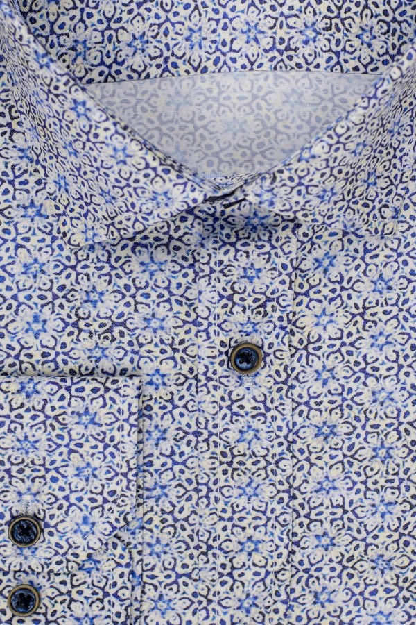 Ανδρικό μπλε πουκάμισο σχεδιαστικό slim fit  
