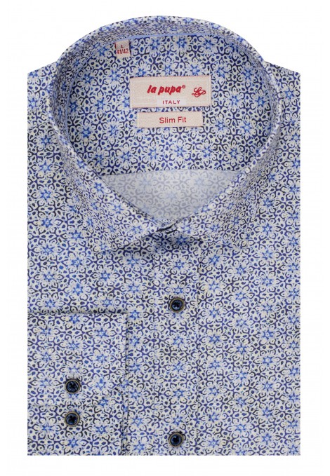 Ανδρικό μπλε πουκάμισο σχεδιαστικό slim fit  