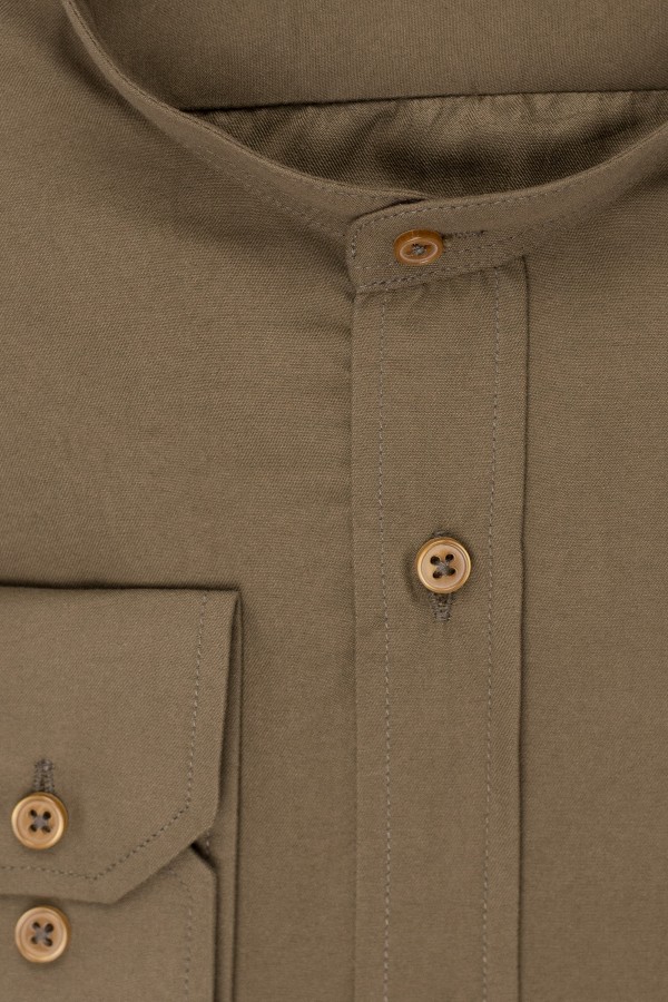 Ανδρικό καφέ πουκάμισο μάο  slim fit 