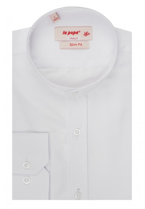 Ανδρικό λευκο πουκαμισο μαο slim fit