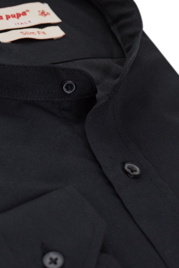 La pupa black stand-up collar shirt