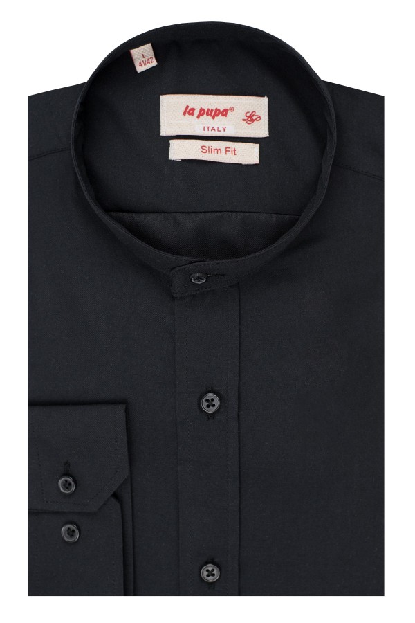 La pupa black stand-up collar shirt