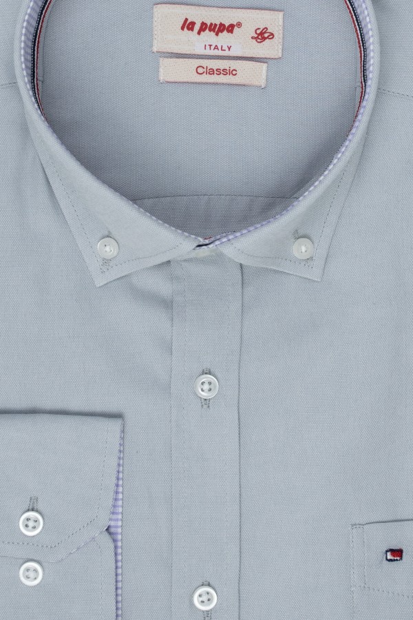 Man's light grey shirt with pocket