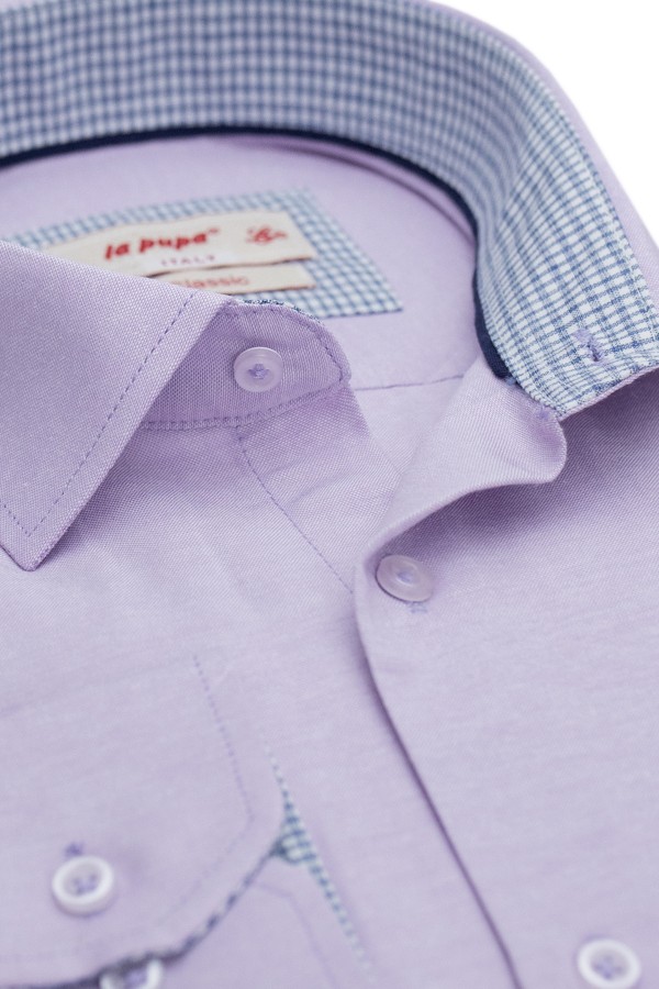 Man's lilac  shirt with a pocket