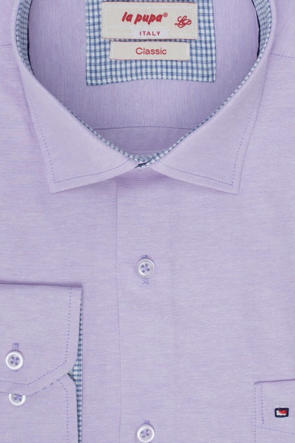 Man's lilac  shirt with a pocket