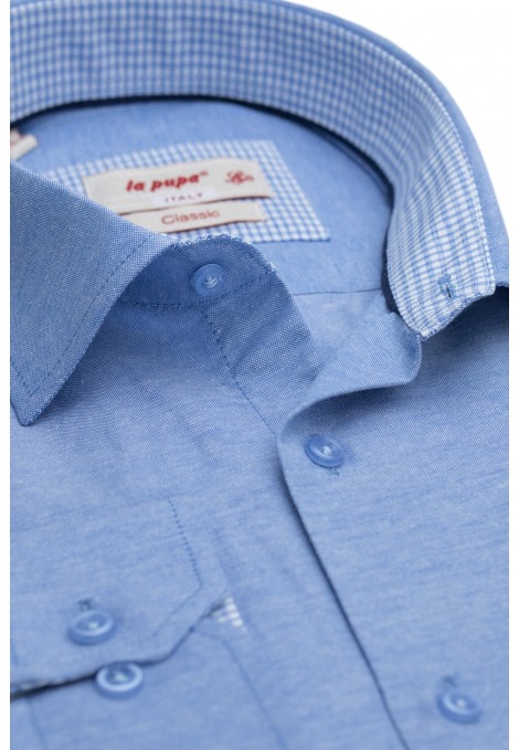 Man's ciel shirt with a pocket