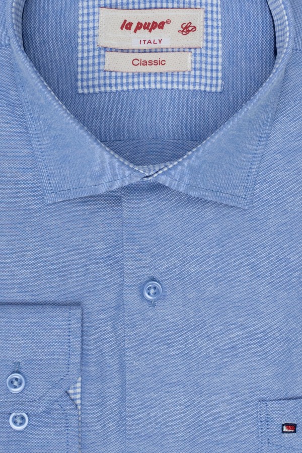 Man's ciel shirt with a pocket