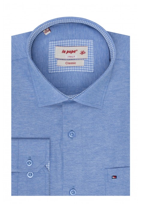Man's ciel shirt with a pocket