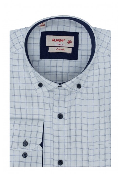 White Checked Shirt with Pocket 