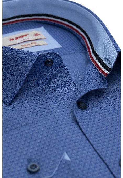 Ανδρικό μπλέ πουκάμισο σχεδιαστικό slim fit  