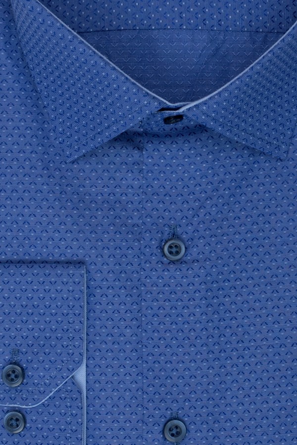 Ανδρικό μπλέ πουκάμισο σχεδιαστικό slim fit  