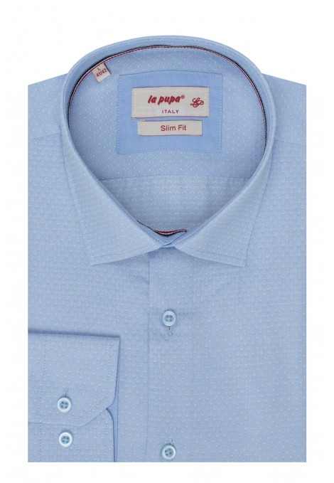 Ανδρικό σιέλ πουκάμισο σχεδιαστικό slim fit  