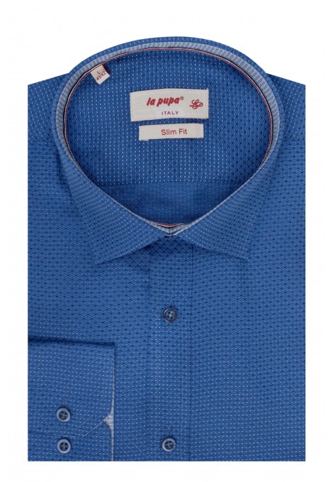 Ανδρικό μπλε πουκάμισο σχεδιαστικό slim fit  