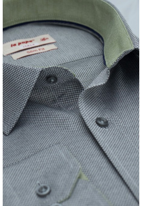 Ανδρικό γκρί πουκάμισο σχεδιαστικό slim fit  