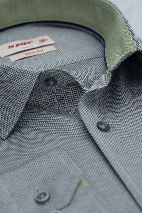La pupa grey shirt with textured weave