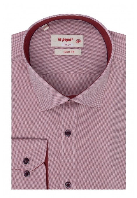 Ανδρικό κόκκινο πουκάμισο σχεδιαστικό slim fit  