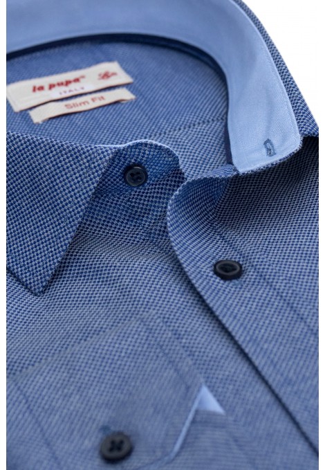 Blue Shirt with Textured Weave 