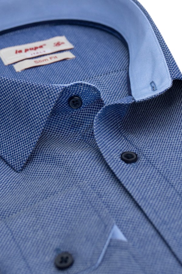 La pupa blue shirt with textured weave