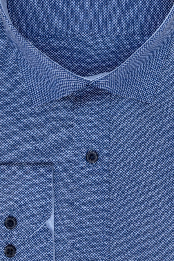Ανδρικό μπλέ πουκάμισο σχεδιαστικό slim fit  