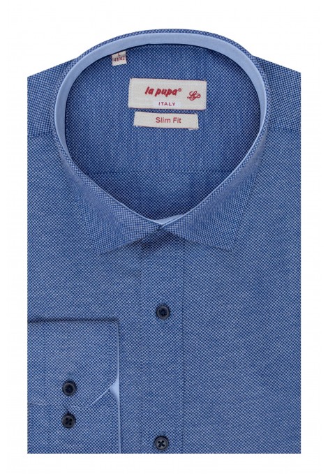 La pupa blue shirt with textured weave