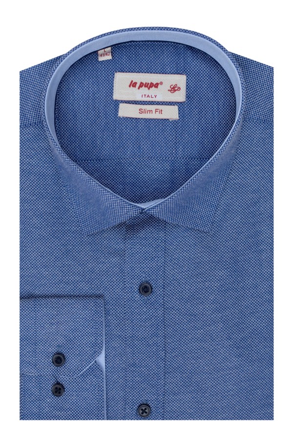 La pupa blue shirt with textured weave