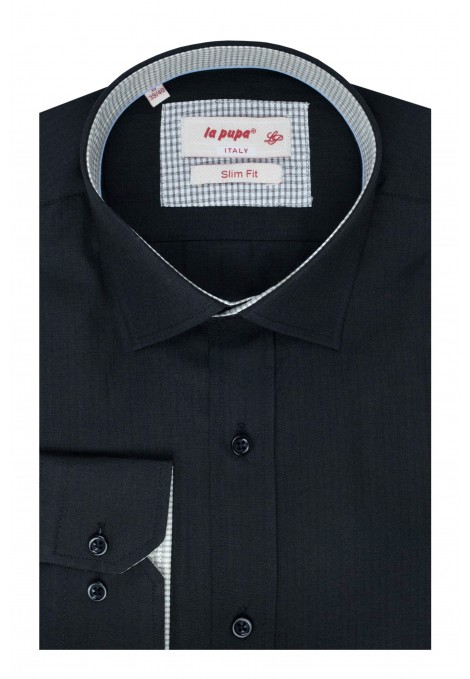 Ανδρικό μαύρο πουκάμισο slim fit