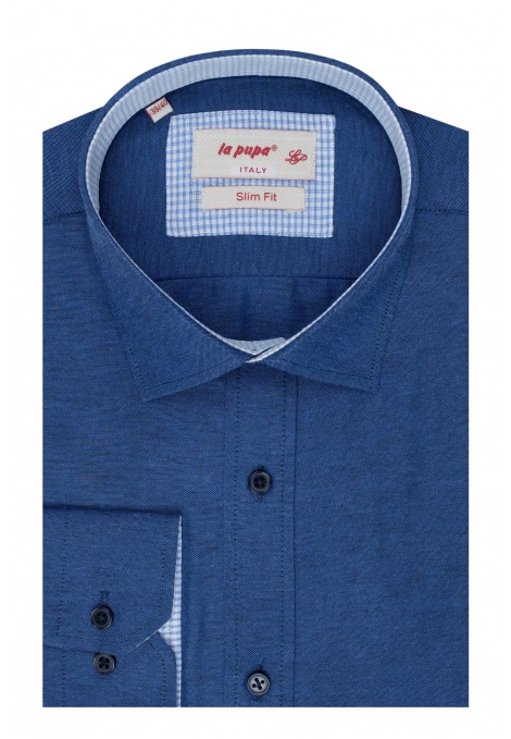 Ανδρικό μπλε πουκάμισο slim fit