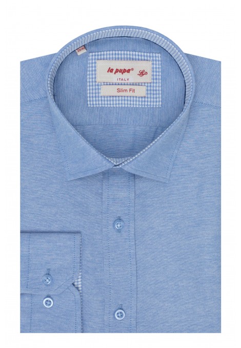 Ανδρικό σιέλ πουκάμισο slim fit