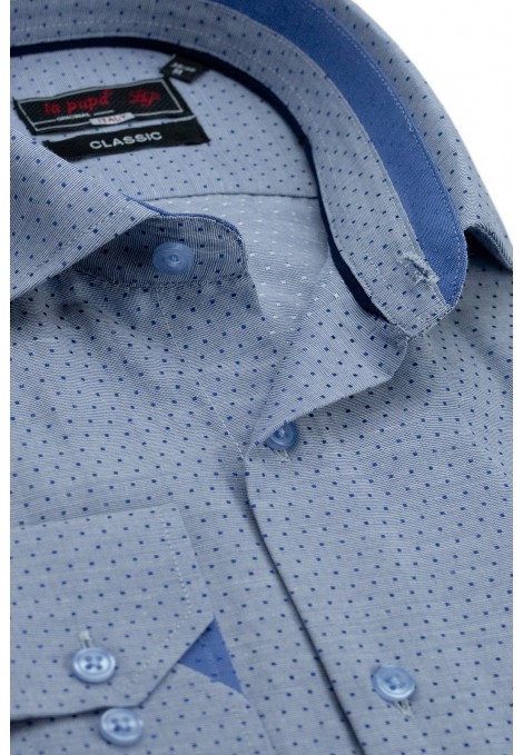 La pupa sky blue shirt with polκa dots