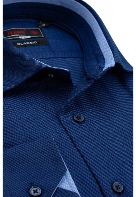 Man’s blue shirt with textured weave       