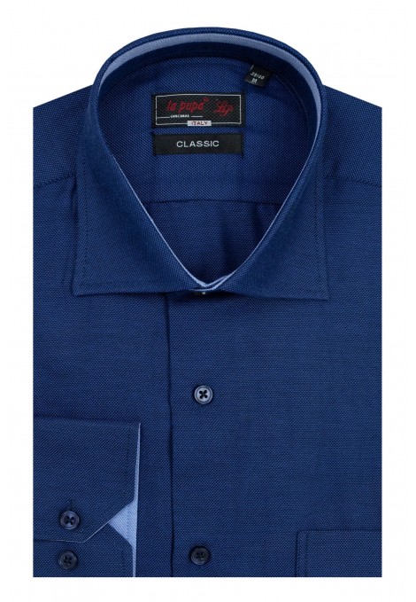 Man’s blue shirt with textured weave       