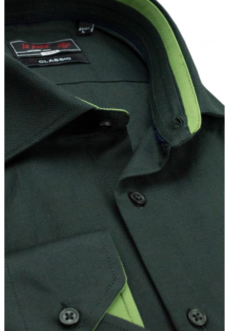 Man's dark green shirt with textured weave       