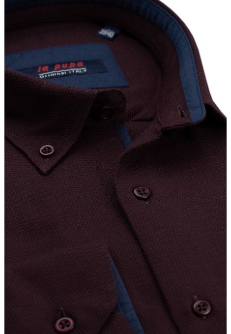 Bordeuax Shirt with Textured Weave