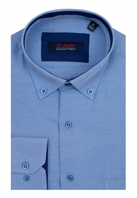 Sky Blue Shirt with Textured Weave