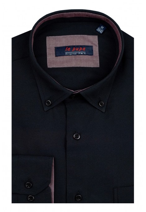 Man’s black shirt with textured weave       
