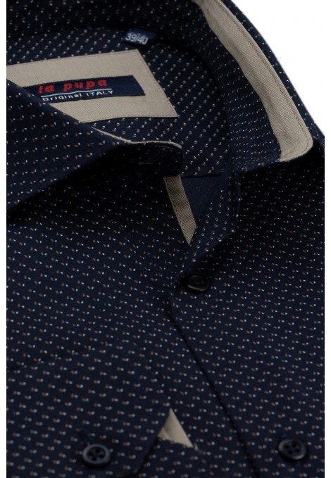 Man’s dark blue printed shirt      